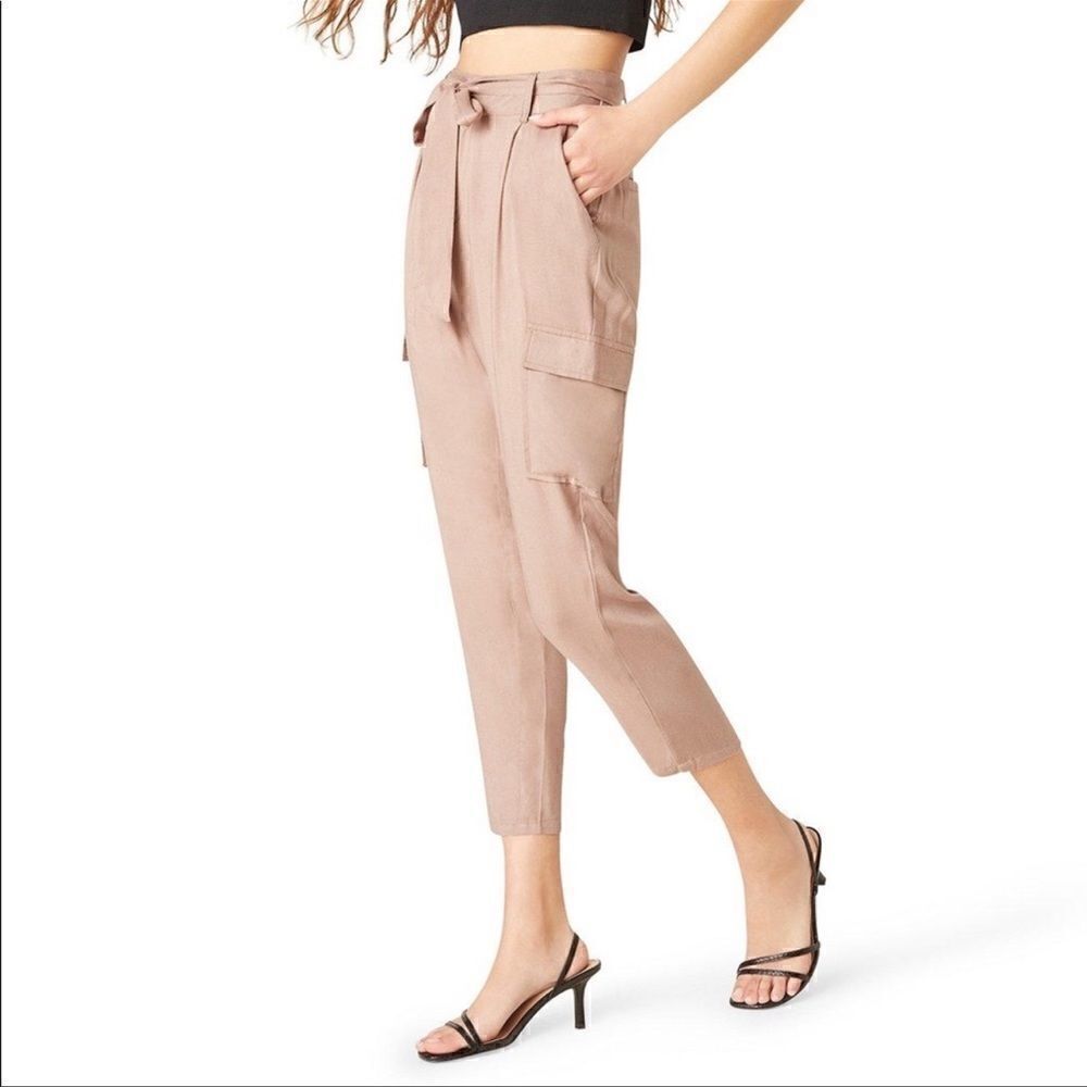 BB Dakota Viscose Precious Cargo Pants With Belt In Dapper Tan. Size Small. NWT